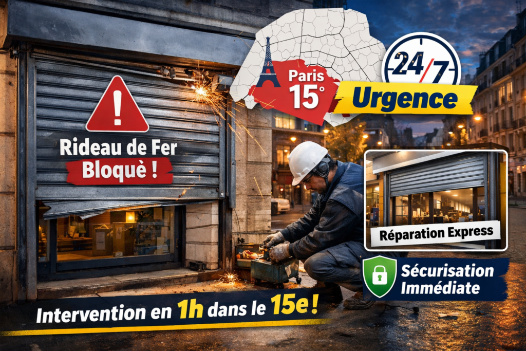 Dépannage rideau métallique Paris 15 Urgence 24h7j Devis