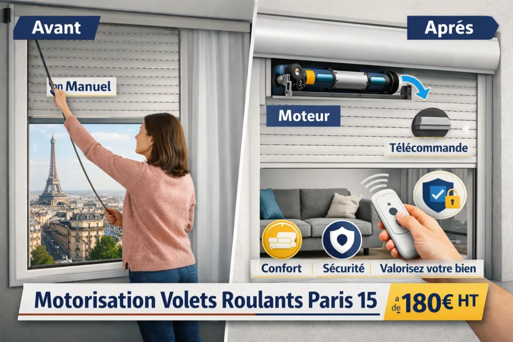 Je veux motoriser mes volets roulants manuels, qui peut le faire à Paris 15 ?