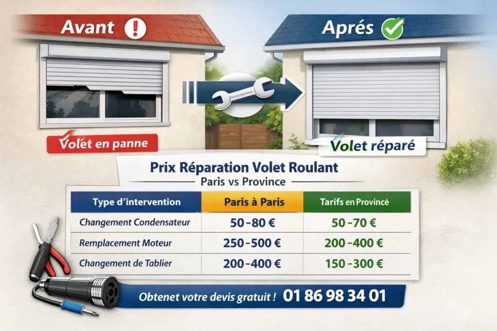 Prix réparation volet roulant : tarifs et guide complet