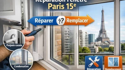 Réparation fenêtre Paris 15 : diagnostic, réglage ou orientation remplacement