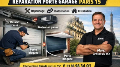 Porte de garage bloquée à Paris 15 ? Diagnostic et réparation rapide dans le 15e