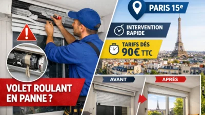 Volet roulant en panne à Paris 15 ? Diagnostic rapide et réparation dès 90€