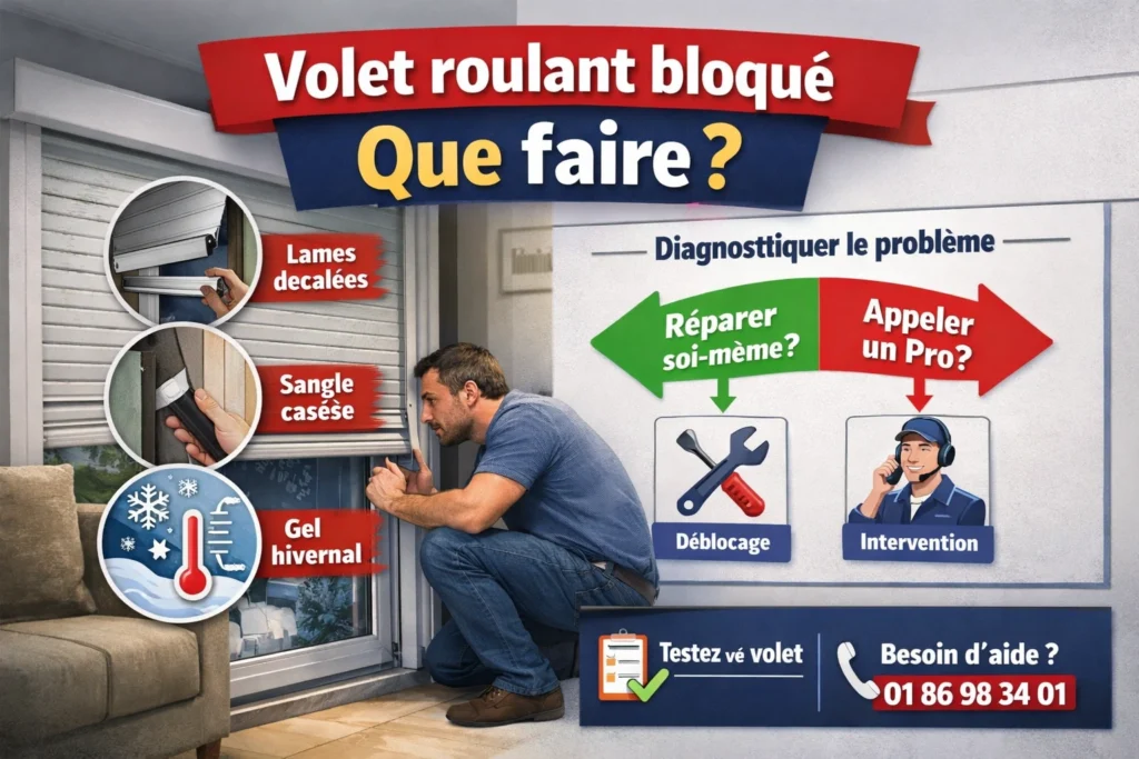 Volet roulant bloqué : comment identifier la panne et le débloquer sans l’endommager