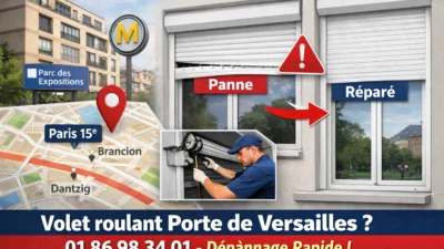 Réparation de volet roulant — quartier Porte de Versailles (Paris 15)