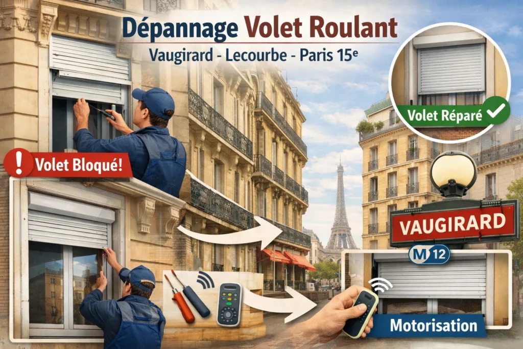 Volet roulant Vaugirard Paris 15 — réparation et modernisation des volets d’immeubles anciens